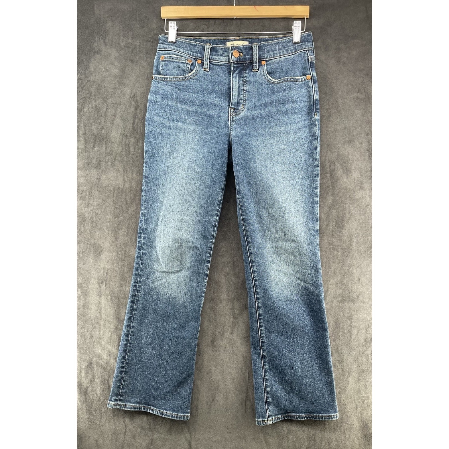 Madewell Mid Rise Kick Out Jeans Womens Size 27 Blue Stretch Denim Fair Trade